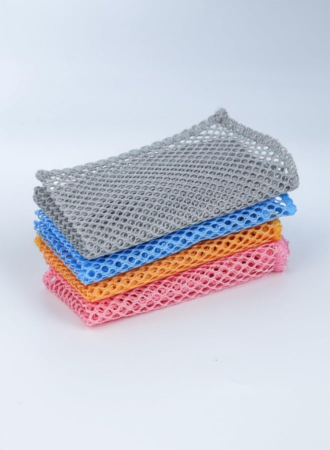 WHTCHSU Heavy Duty Dish Scrubbers, Non-Scratch Scouring Pads - Odorless & Long Lasting Mesh Dish Cloth - Replace Sponges - Kitchen, Floor and Bathroom Usage (4 Pcs) - Image 3